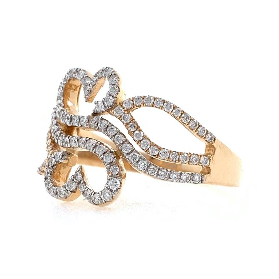 18kt / 750 rose gold dual heart diamond ladies ring 9lr167
