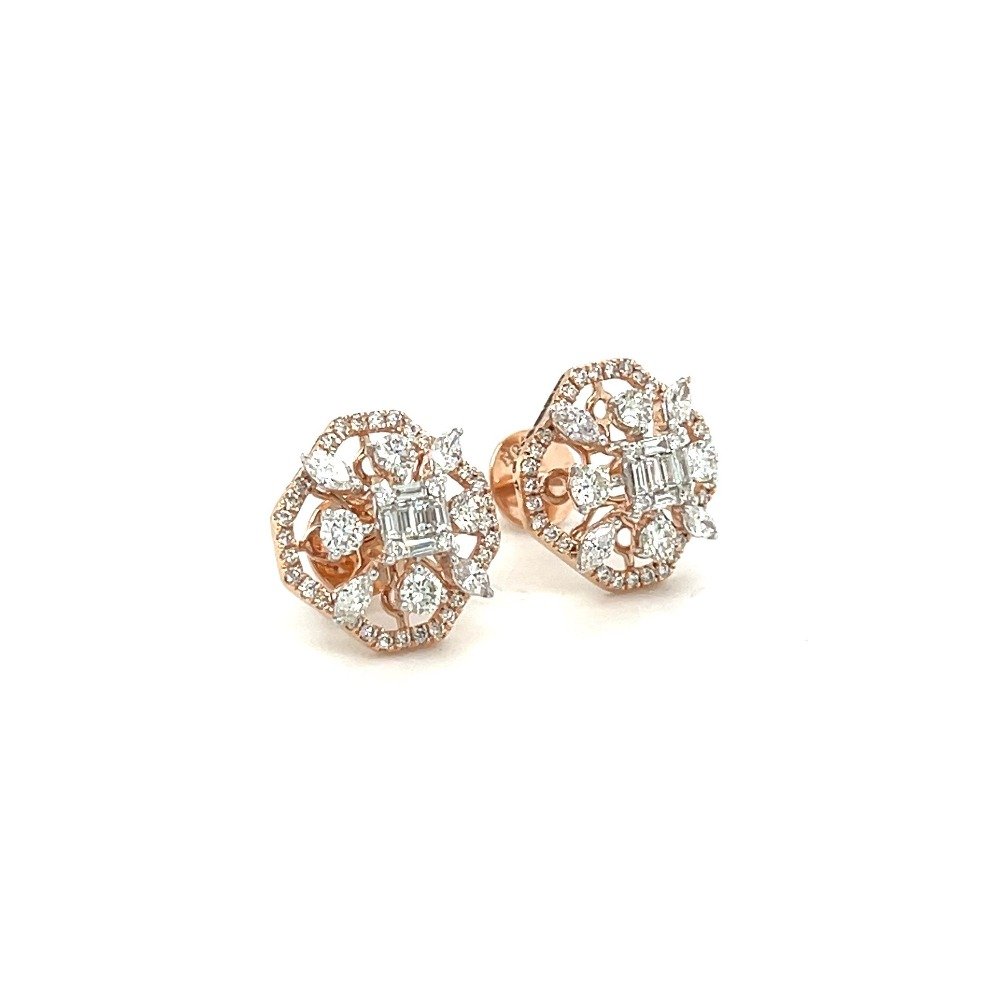 Latika Diamond Stud Earring with Fancy Shaped Diamonds