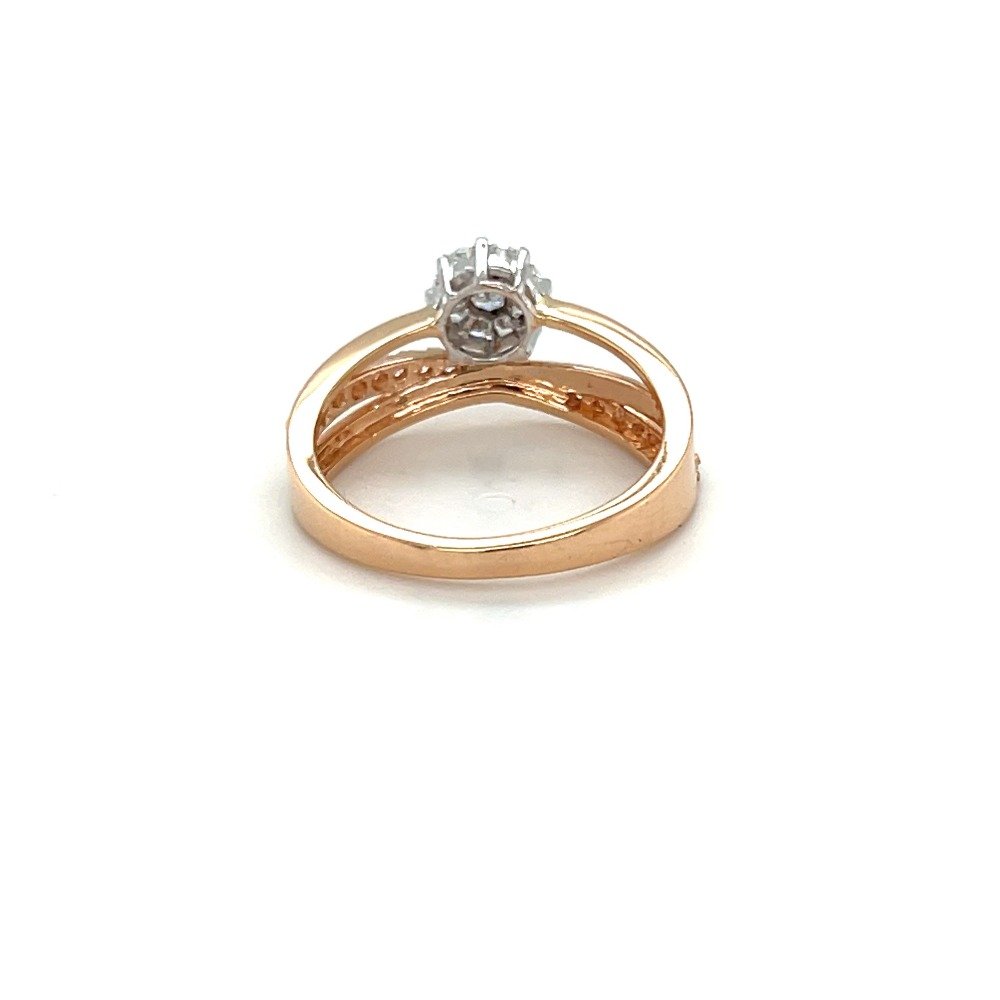 Trio Band With Eva Cut Diamond Ring in 18k Rose Gold