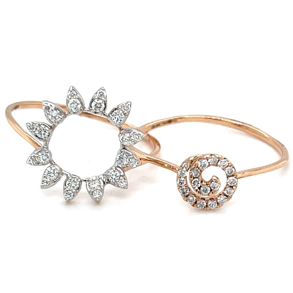 Stackable Diamond Ring with a Flower Motif in 18k Rose Gold 0LR162