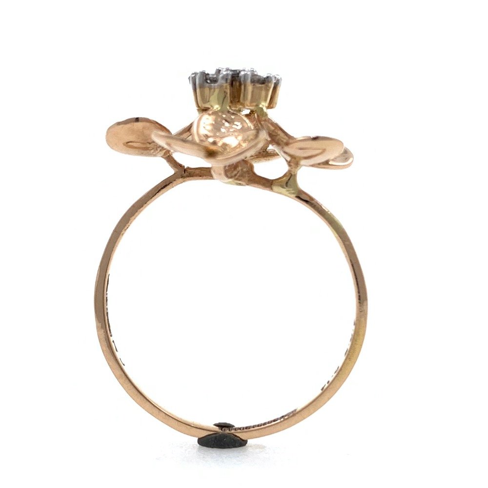 18kt / 750 rose gold - golden flower diamond ladies ring 9lr206