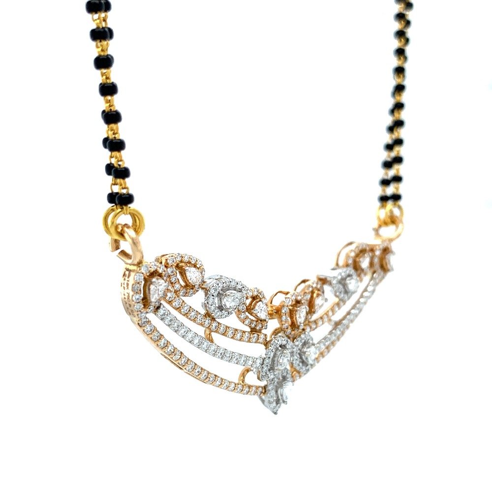 Three Lines with Tear Drop shapes in Round & Pear Diamond in 18k Rose Gold - 7.560 Grams - VVS EF - 1.68 carats - 8SHP33