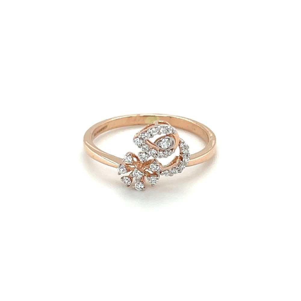 Elegant Rose Gold Ring with Diamond Floral Accent