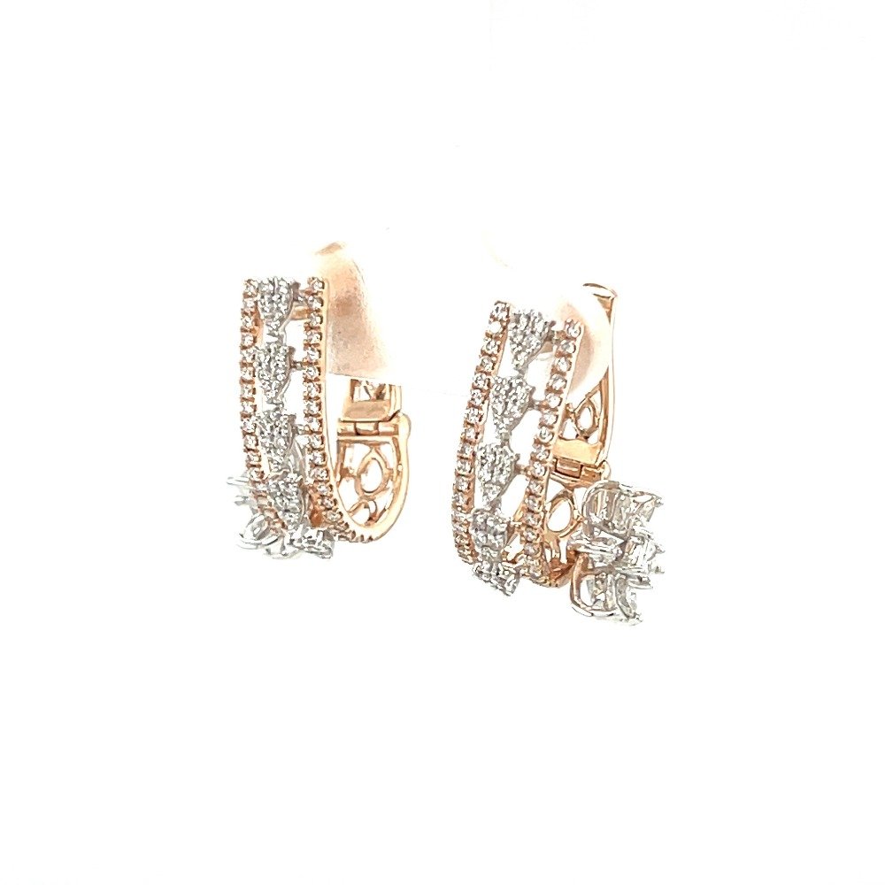 Fancy Diamond Bali Earring with Marquise Flower on Side