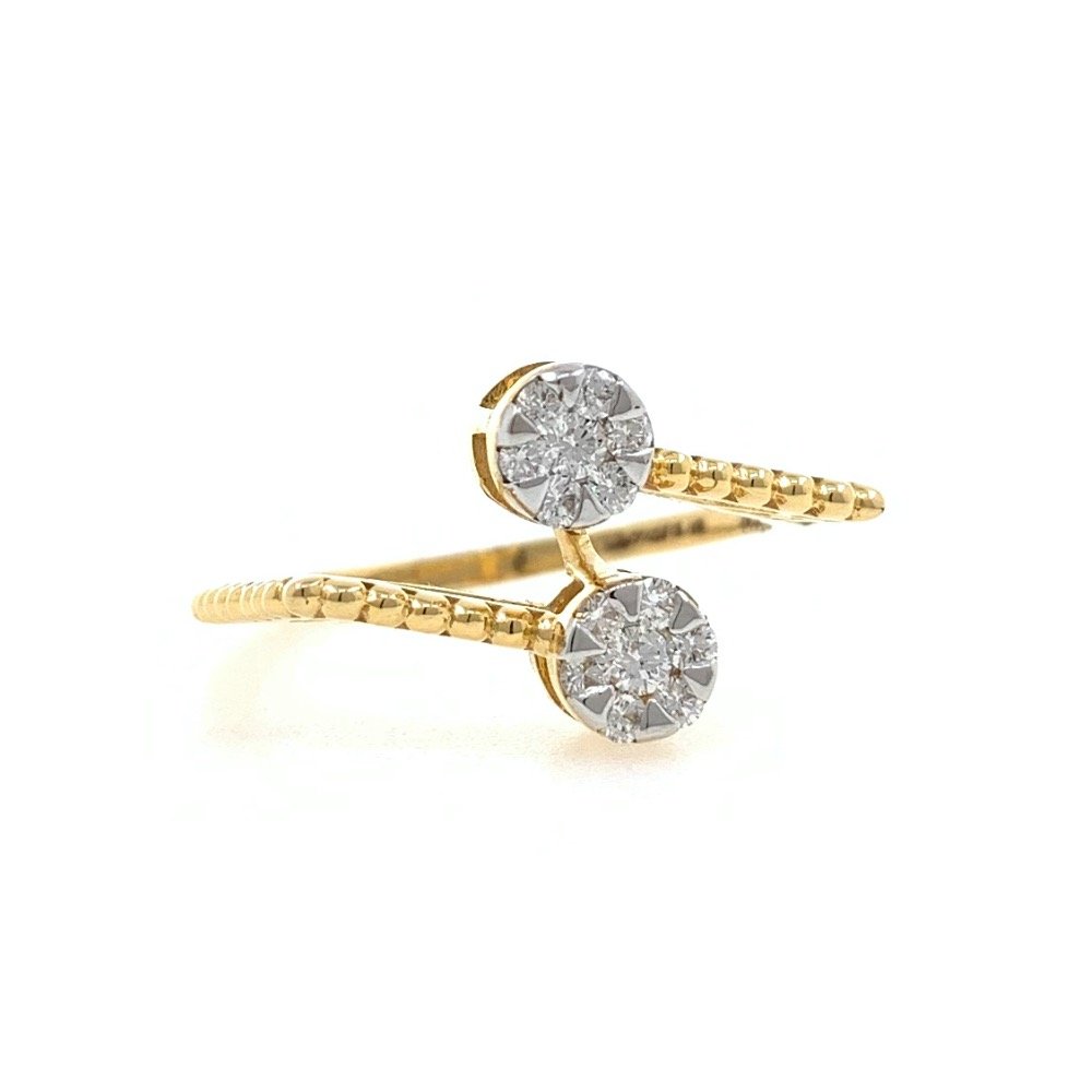 Dual Flower Fancy Diamond Ring in 18k Yellow Gold - 3.080 Grams - 23 cents - VVS EF - 0LR56