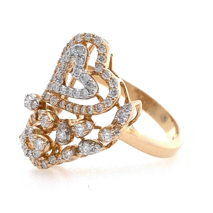 18kt / 750 rose gold heart & floral design diamond ring 8lr178
