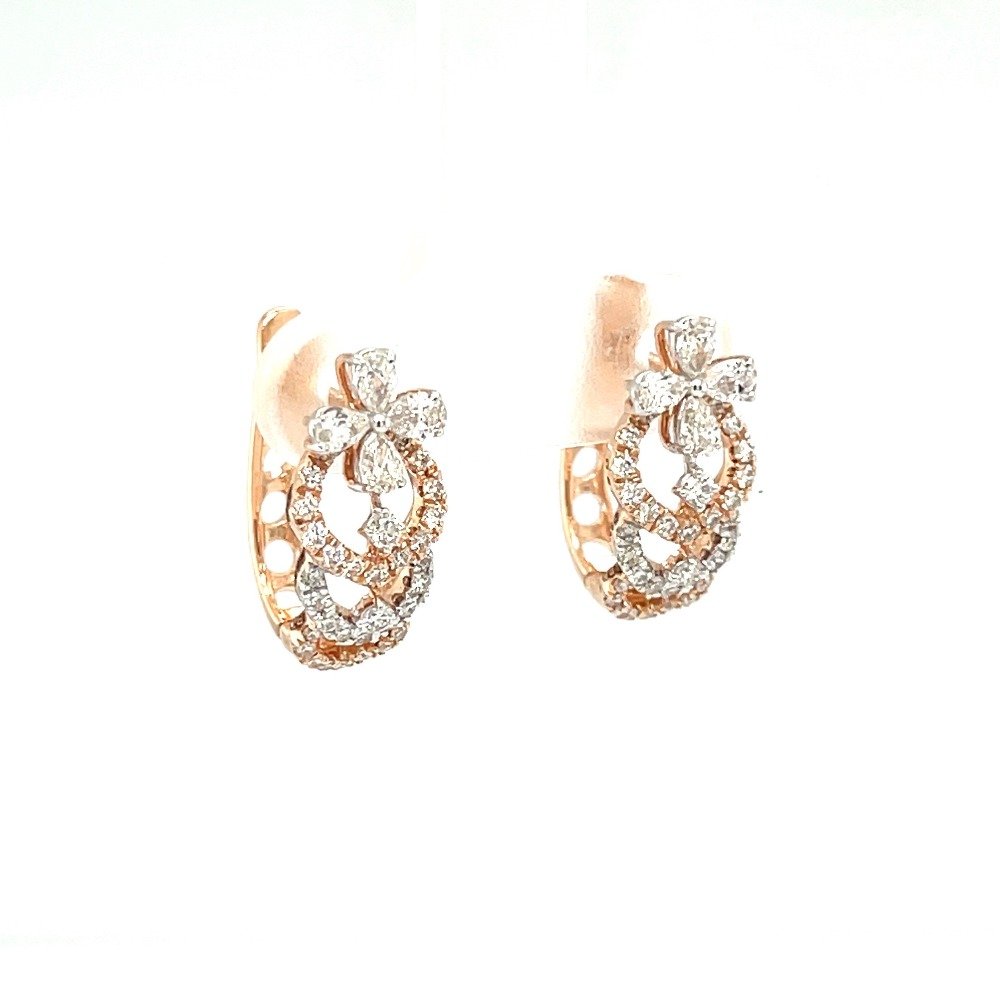 Royale Collection Diamond Bali Hoop Earring in 18k Rose Gold