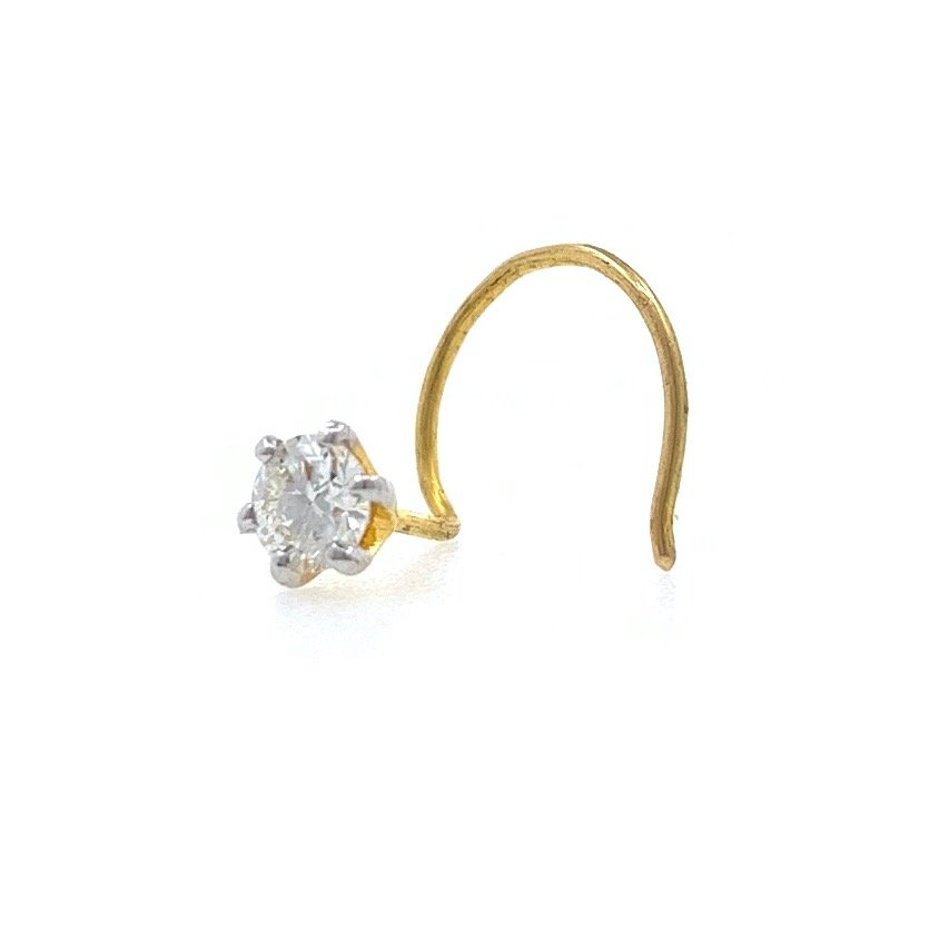 18kt / 750 yellow gold classic single 0.11 cts diamond nose pin 9np72