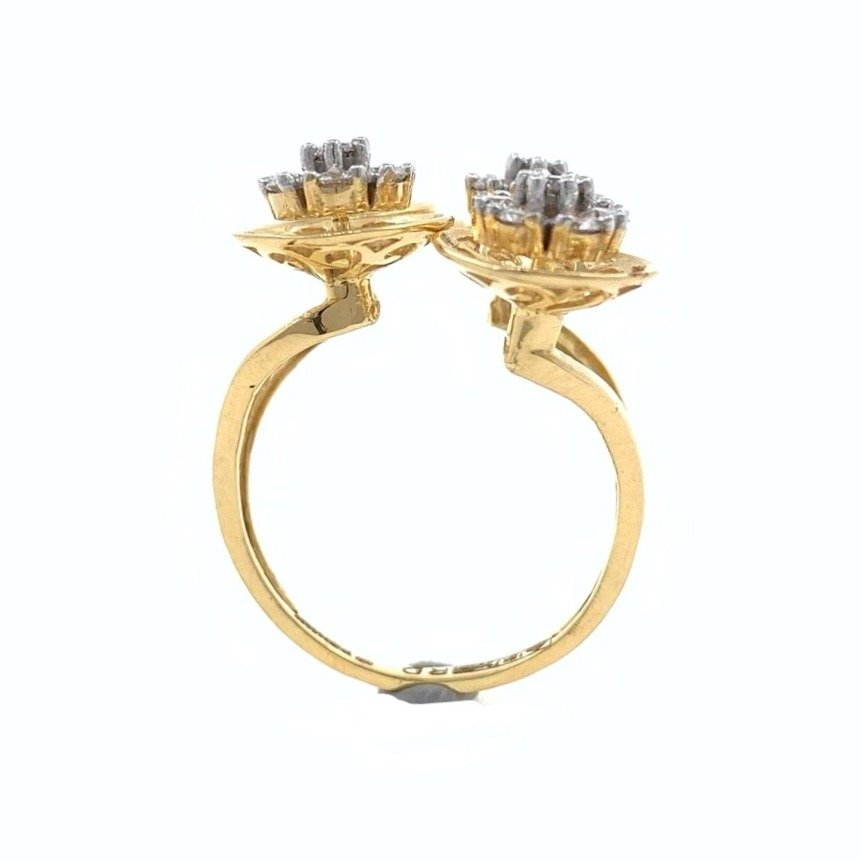Quad Flower diamond Cocktail Ring in 18k Yellow Gold - 6.500 Grams - VVS EF 0.87 carats - 0LR59