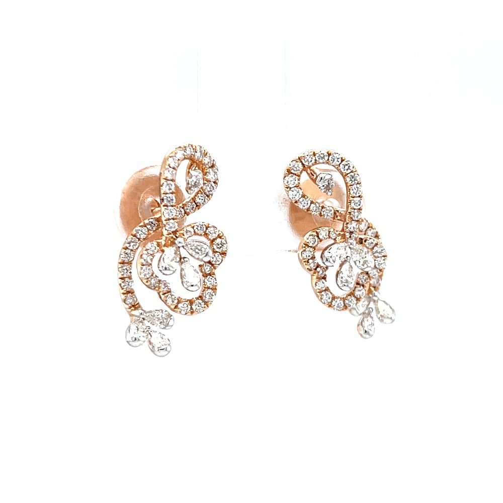 Fancy floral design stud for evening wear in rose gold