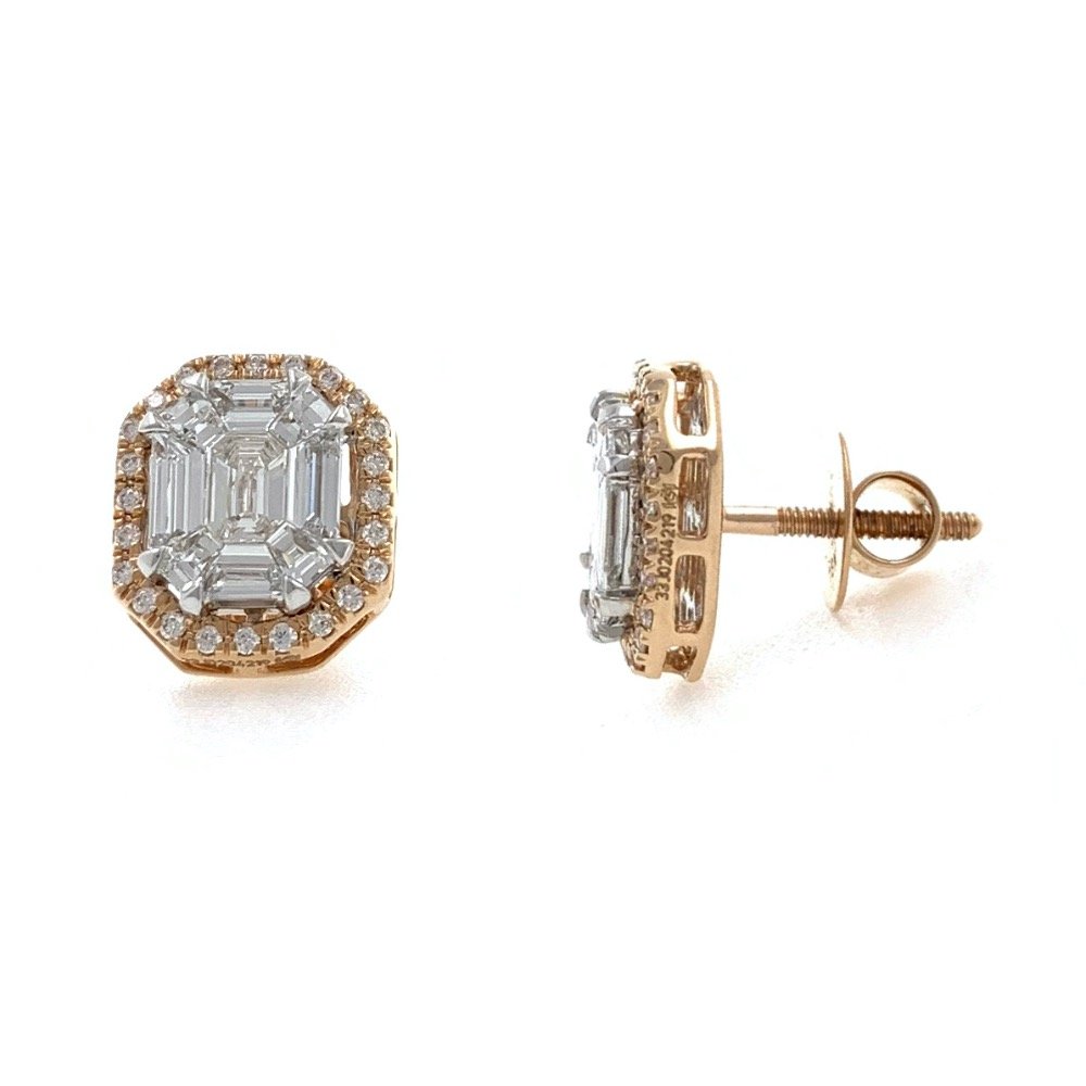 Bonita diamond emerald cut studs 9top136