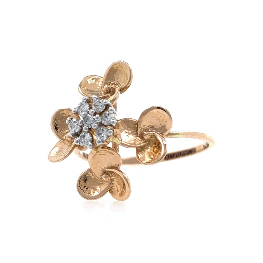 18kt / 750 rose gold - golden flower diamond ladies ring 9lr206