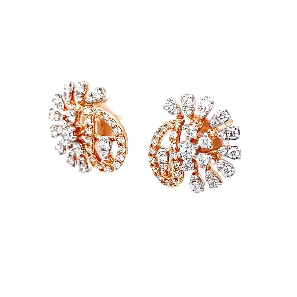 Asymmetrical diamond stud in 18k rose gold