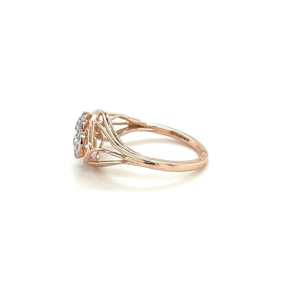 Leaf-Shaped Diamond Cluster Ring in 14k Rose Gold