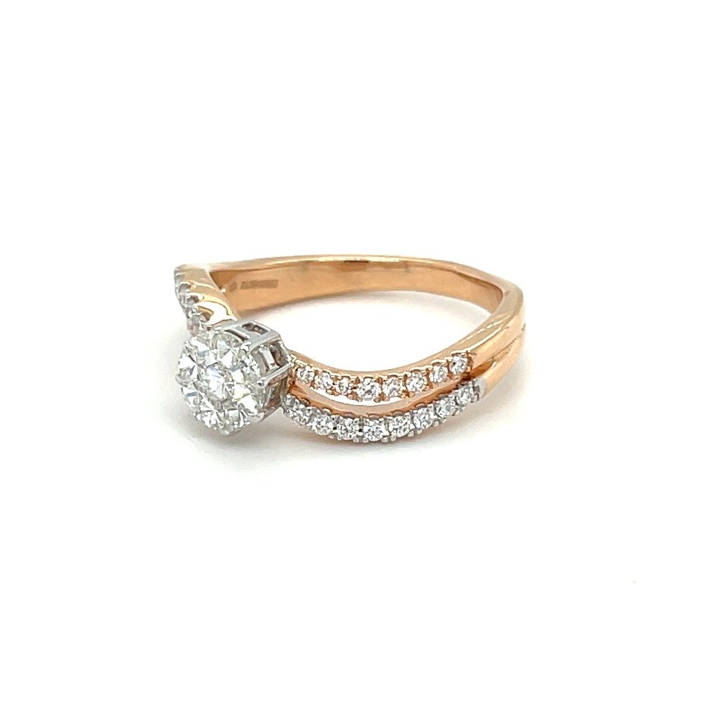 Eva Round With Wave design Diamond Ring