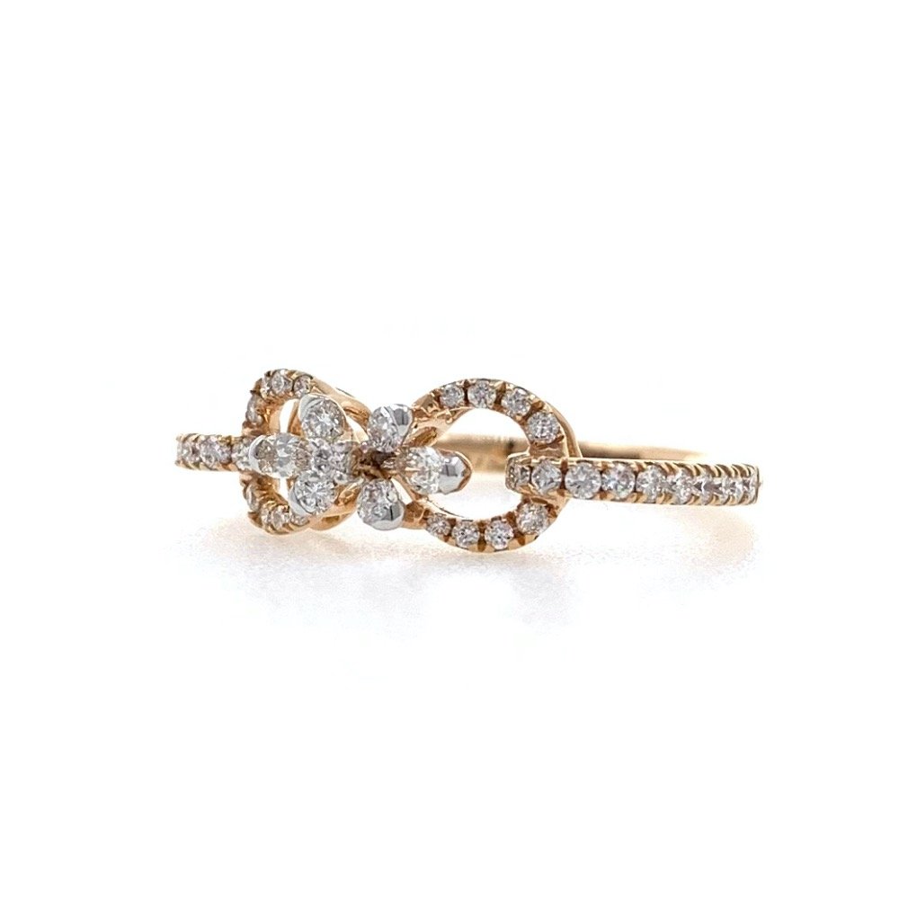 Infinity Knot Diamond Ring in 18k Rose Gold - 2.330 Grams - 0.40 carats - 0LR70