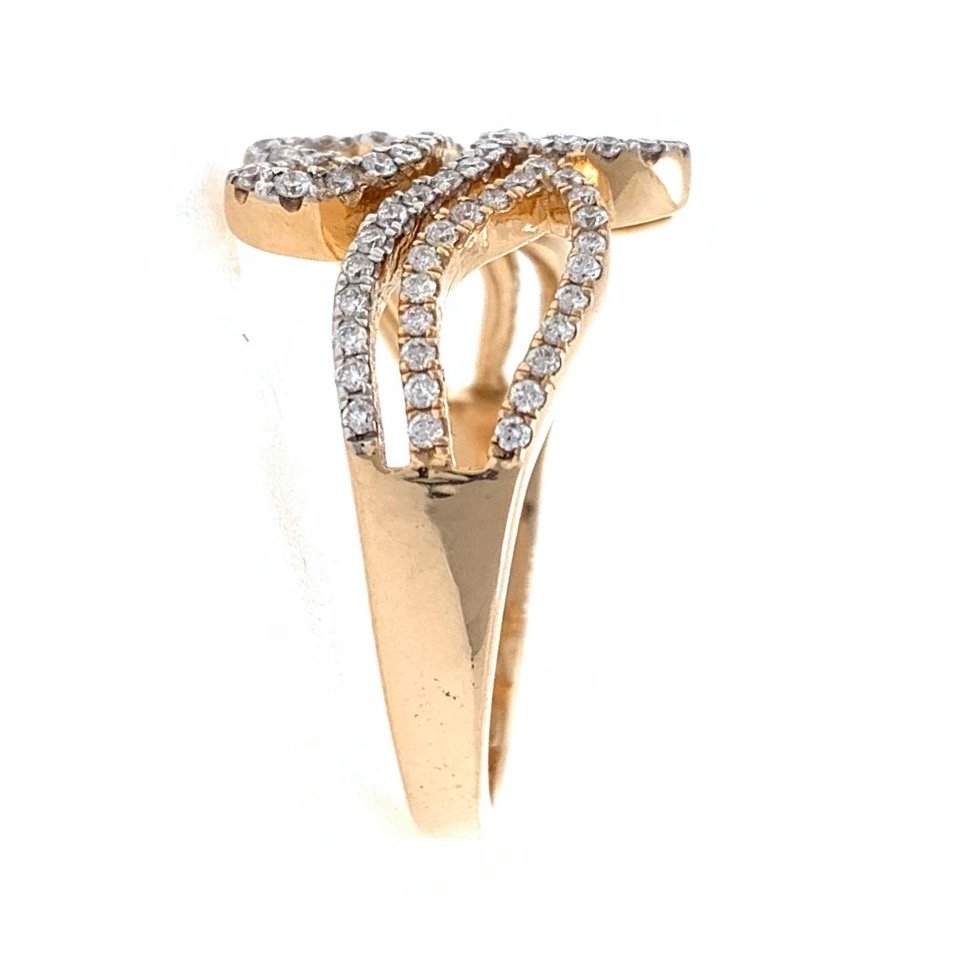 18kt / 750 rose gold dual heart diamond ladies ring 9lr167