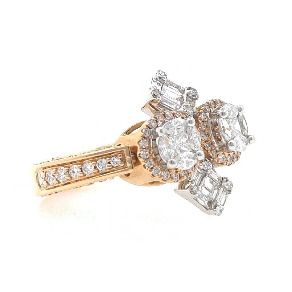 18kt / 750 rose gold designer pendant cum diamond ladies ring 9lr141