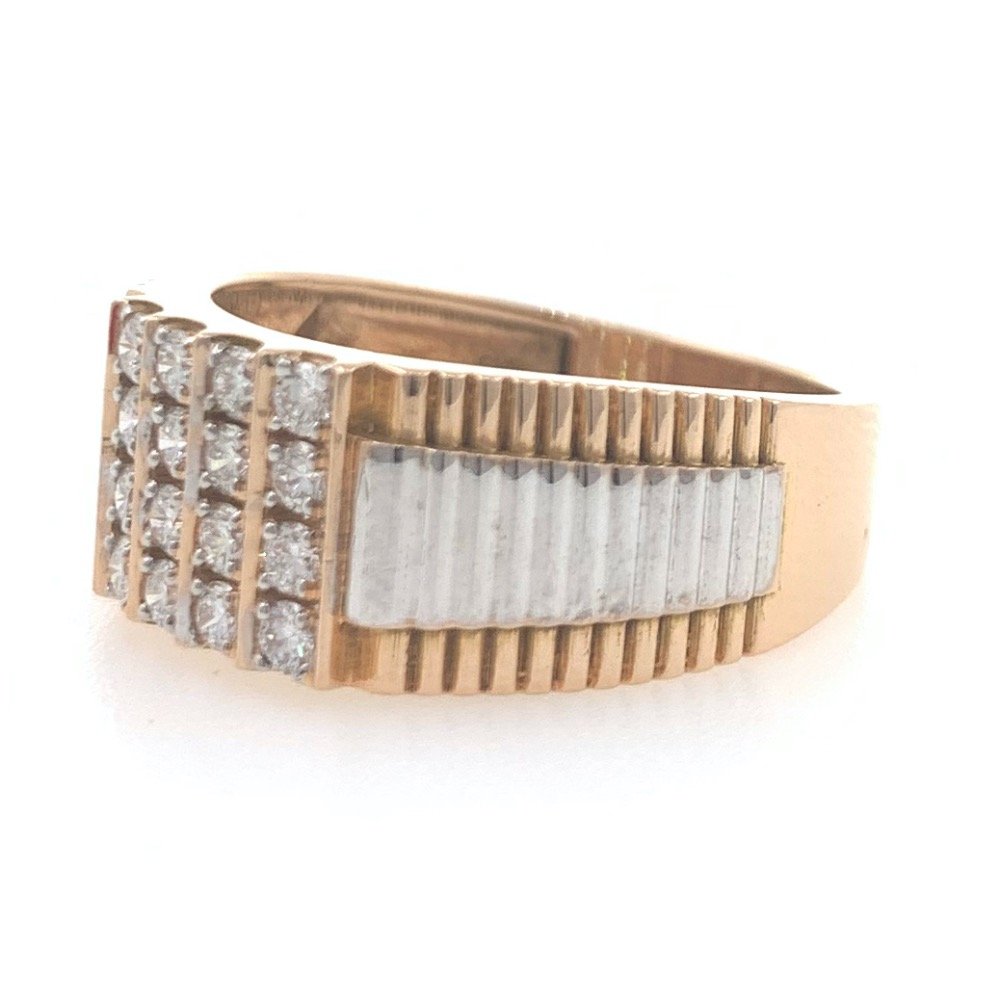 18kt / 750 rose gold fancy step handmade diamond gents ring 9gr39