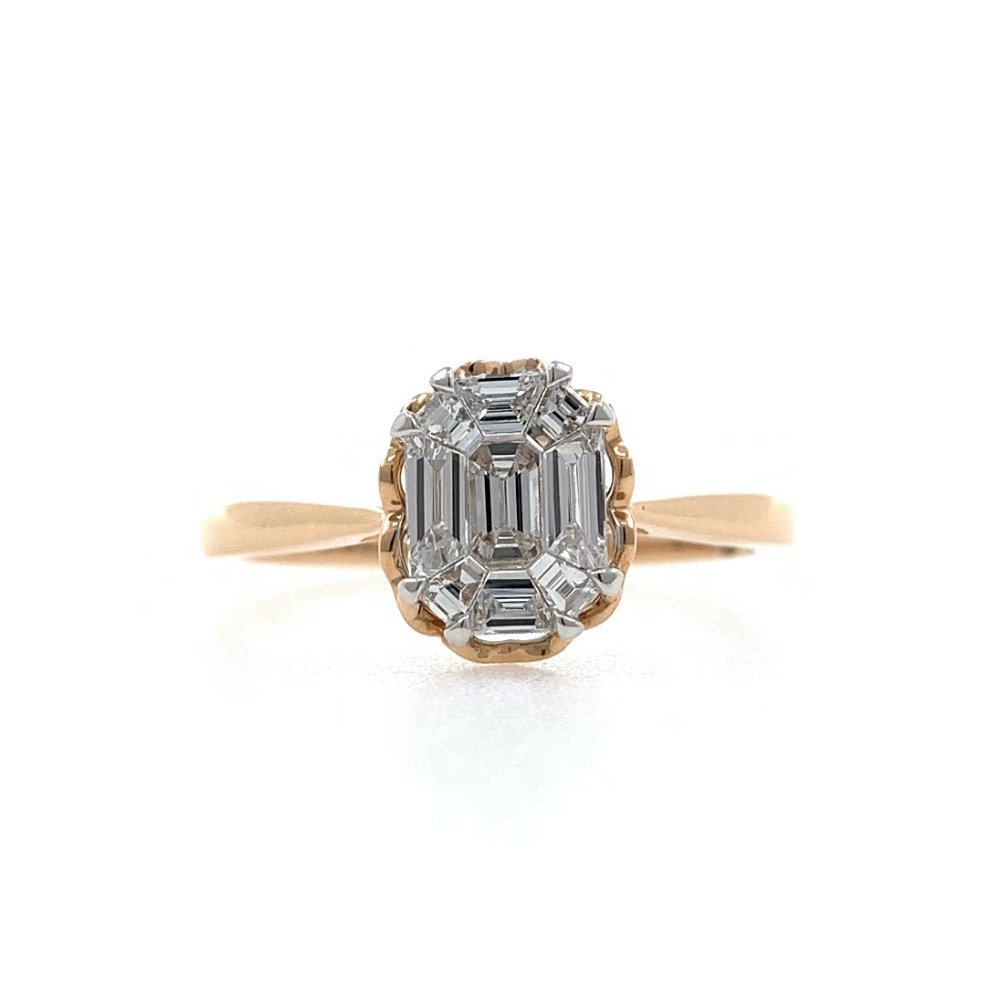 Beautiful engagement ring in modified cut diamonds studded in 18k rose gold - 0.39 carats - 2.440 Grams - 0lr29