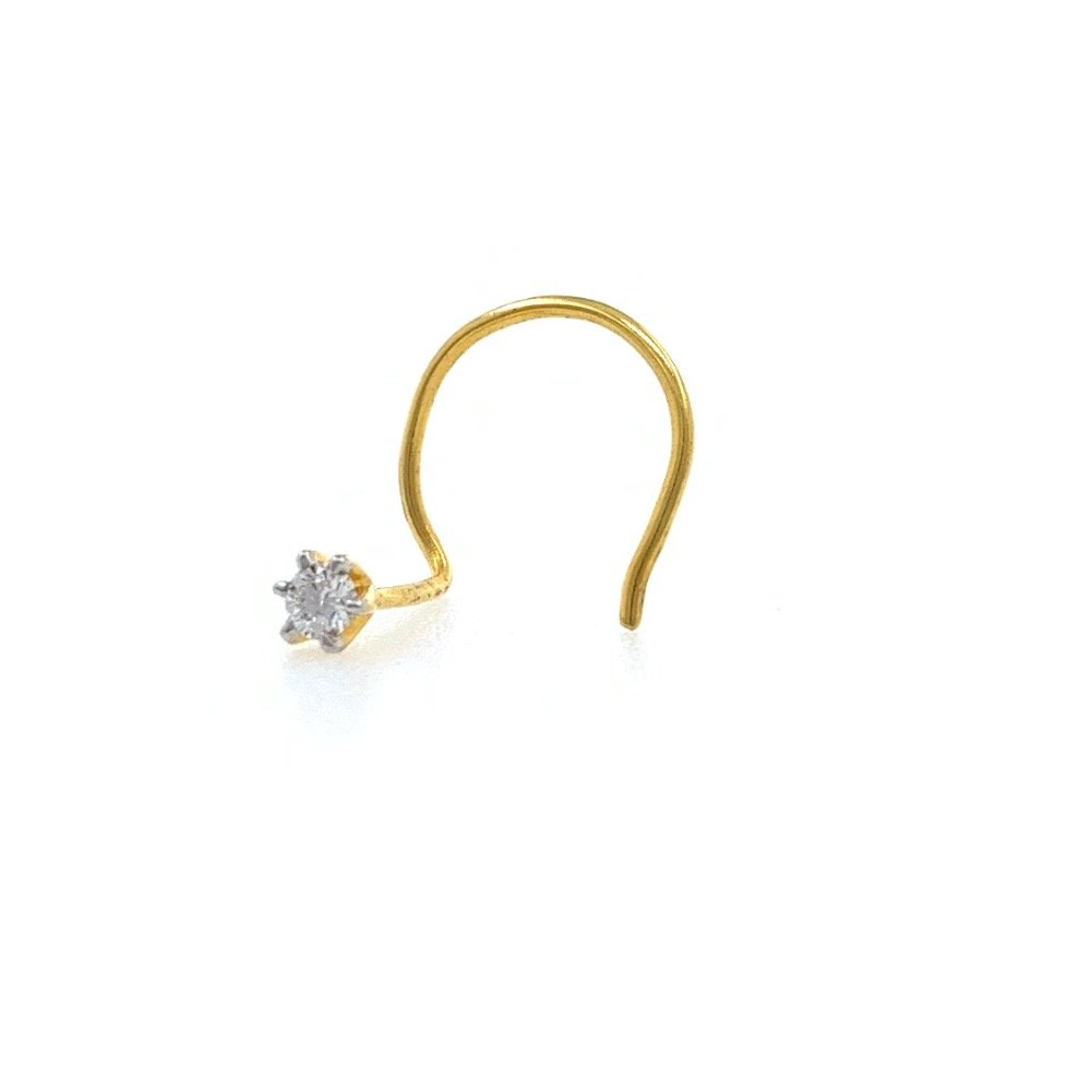 18kt / 750 yellow gold classic single 0.05 cts diamond nose pin 9np130