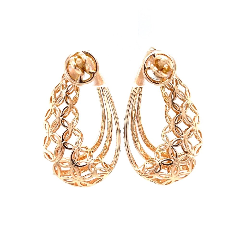 Floral gold cutout with three lines drop earrings 0top174