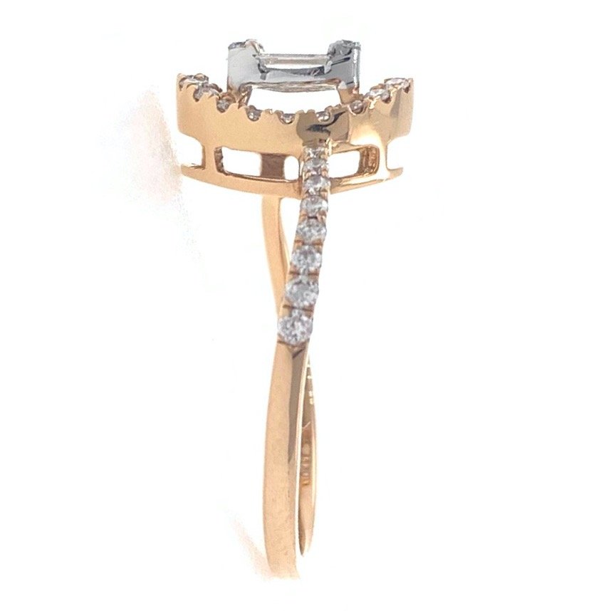 18kt / 750 rose gold solitaire look classic diamond ladies ring 9lr109