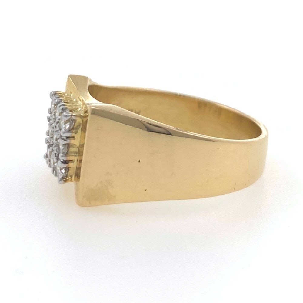 18kt yellow gold classic handmade everyday diamond gents ring 6gr46