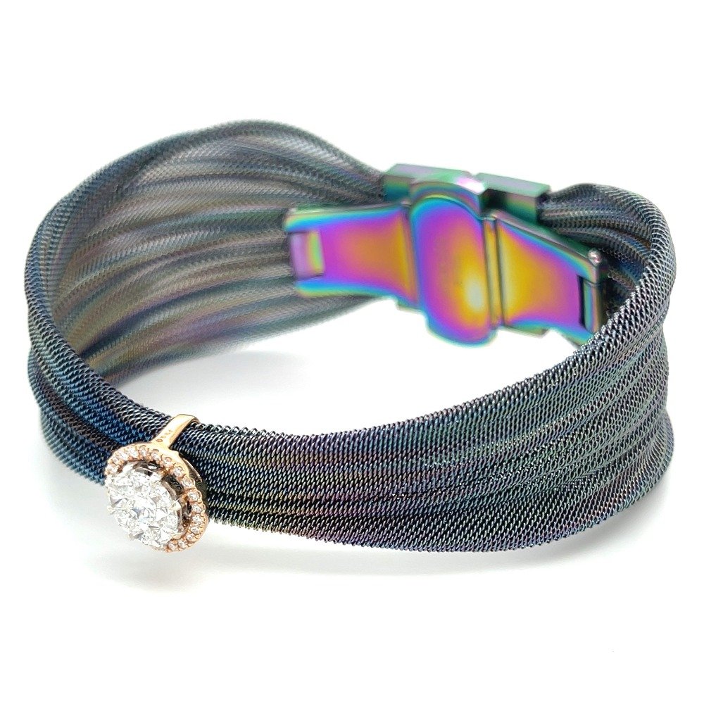 Eva Round Bracelet with Stainless Steel Belt in Rose Gold