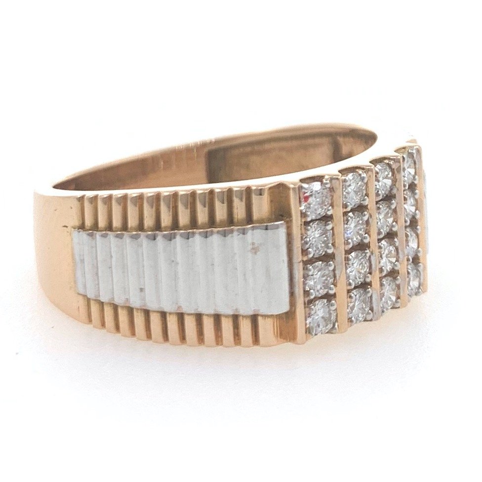 18kt / 750 rose gold fancy step handmade diamond gents ring 9gr39