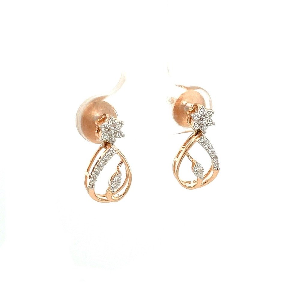 Pissara Floral Diamond Earring Hanging Studs 0.20 Cts