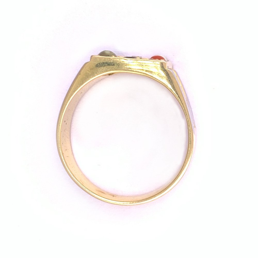 18kt yellow gold traditional handmade navgrah diamond gents ring 7gr48