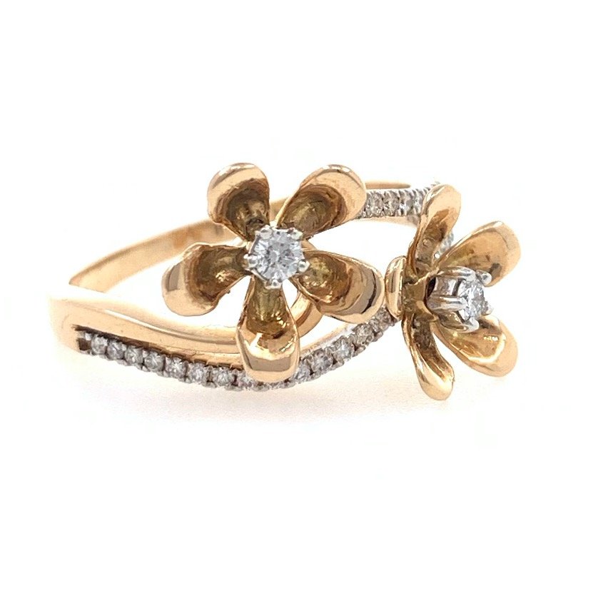 18kt / 750 rose gold two flower daily wear diamond ring 8lr170