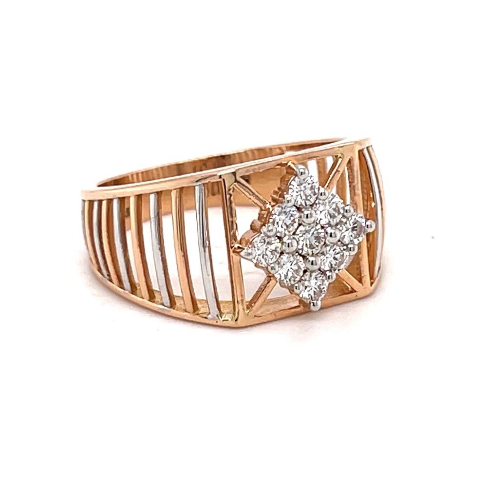Kite shaped diamond ring for men in rose gold