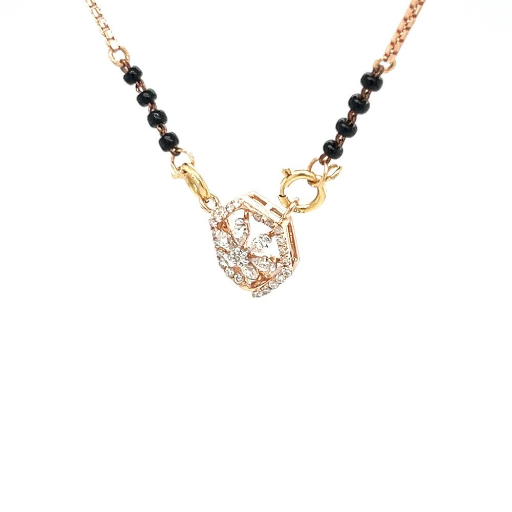 Marquise flower diamond mangalsutra tanmaniya pendant