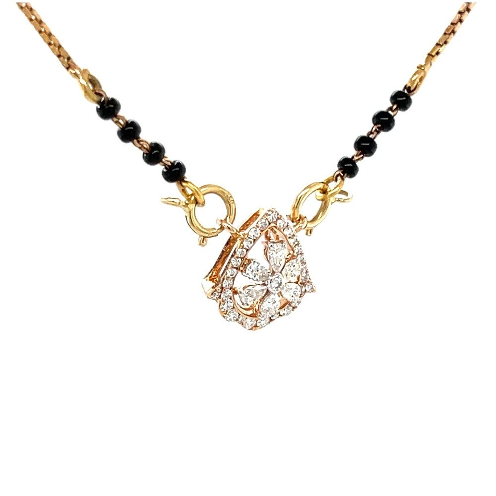 Floral Bliss A Sparkling Diamond & Gold Mangalsutra Tanmaniya Pendant