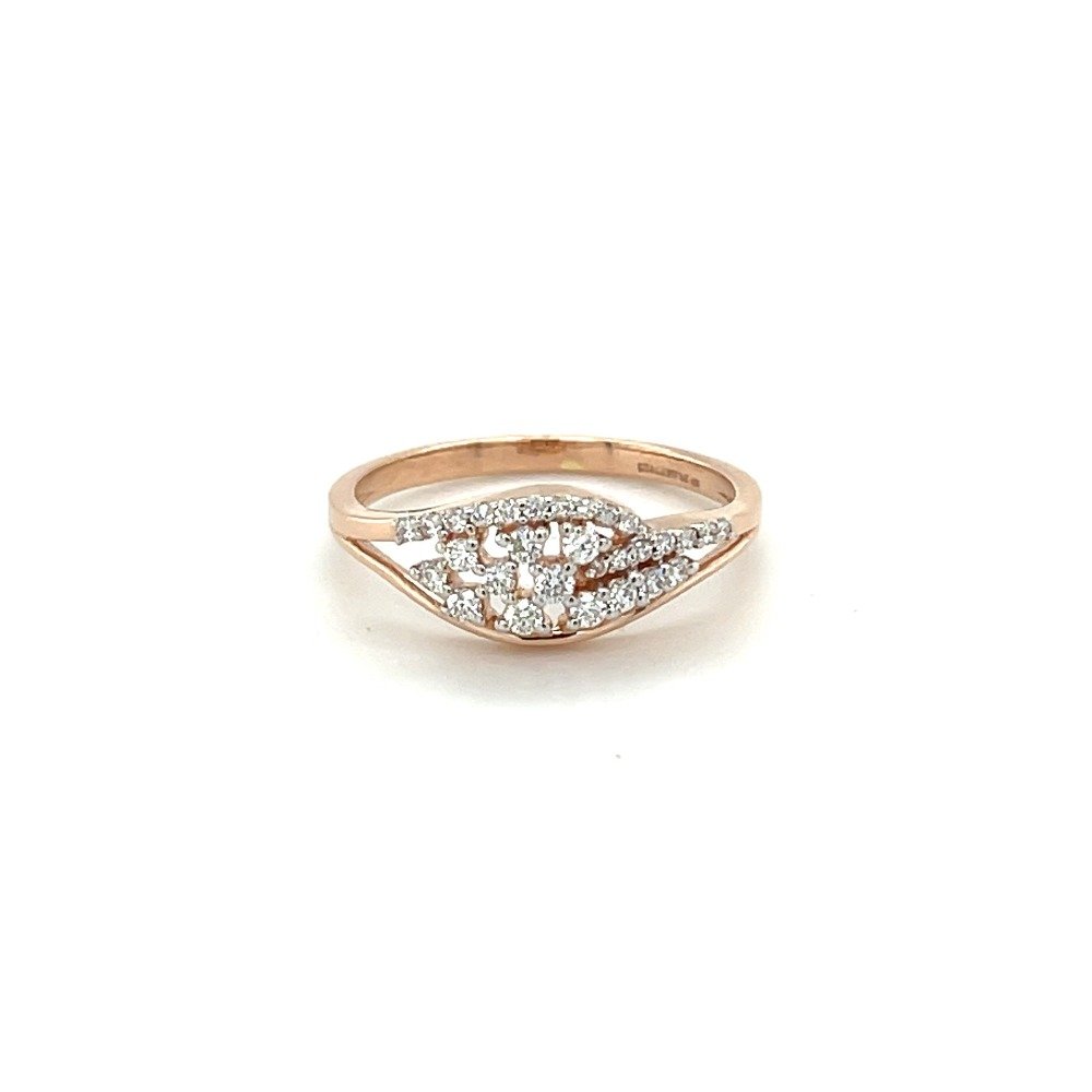 Radiant Rose Gold Ring with Round Cut Diamond and Pave Band