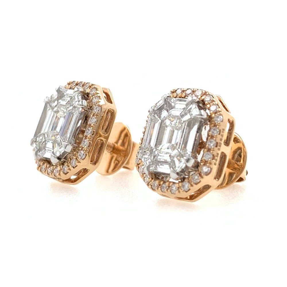 Bonita diamond emerald cut studs 9top136