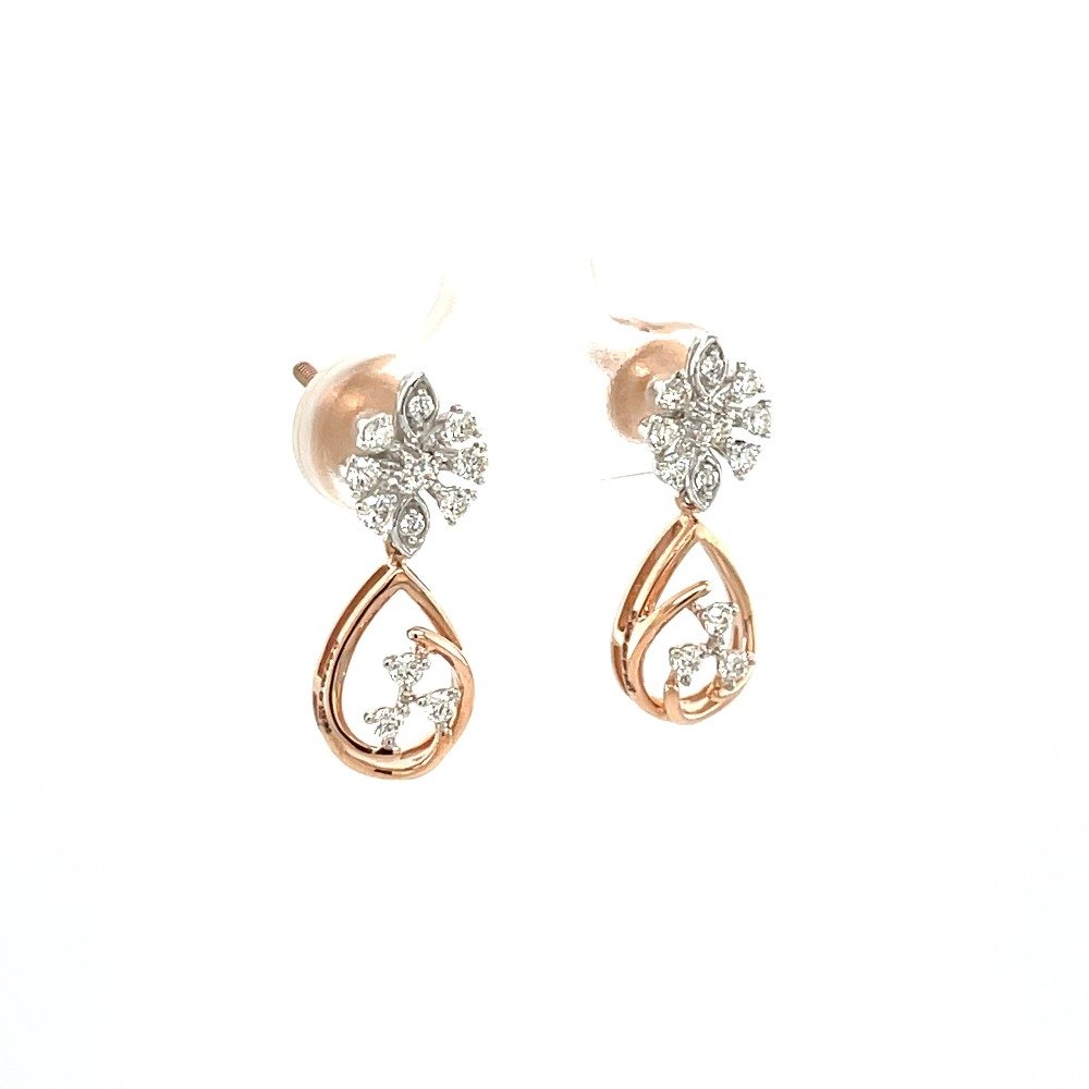 Dangling Tear Drop Hanging Earring 41 cents Diamond in 14k Gold