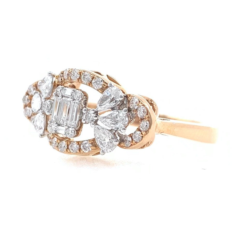 18kt / 750 rose gold fancy daily wear diamond ladies ring 9lr159
