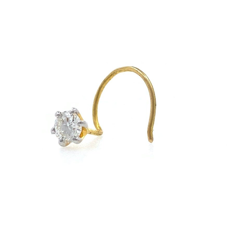 18kt / 750 yellow gold classic single 0.08 cts diamond nose pin 9NP34
