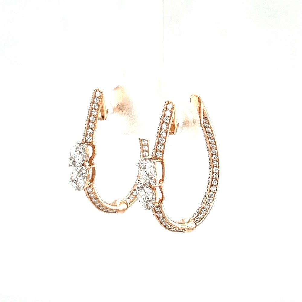2 Pear Pressure Set Diamond Bali Hoop Earring in