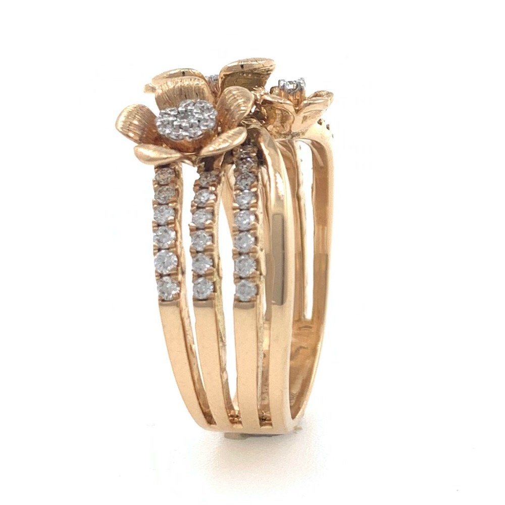 18kt / 750 rose gold flower design occasional diamond ladies ring 8lr98