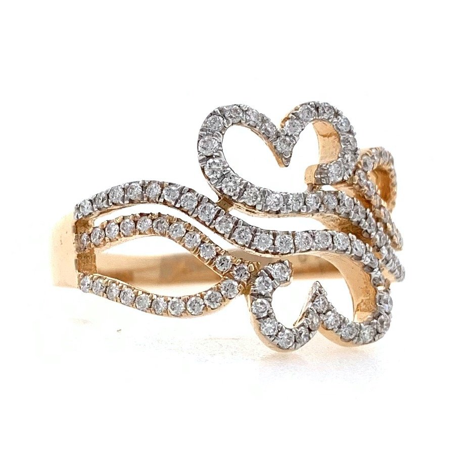 18kt / 750 rose gold dual heart diamond ladies ring 9lr167