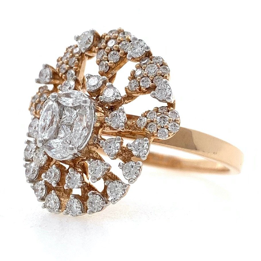 18kt / 750 rose gold solitaire look designer ladies ring 9lr81