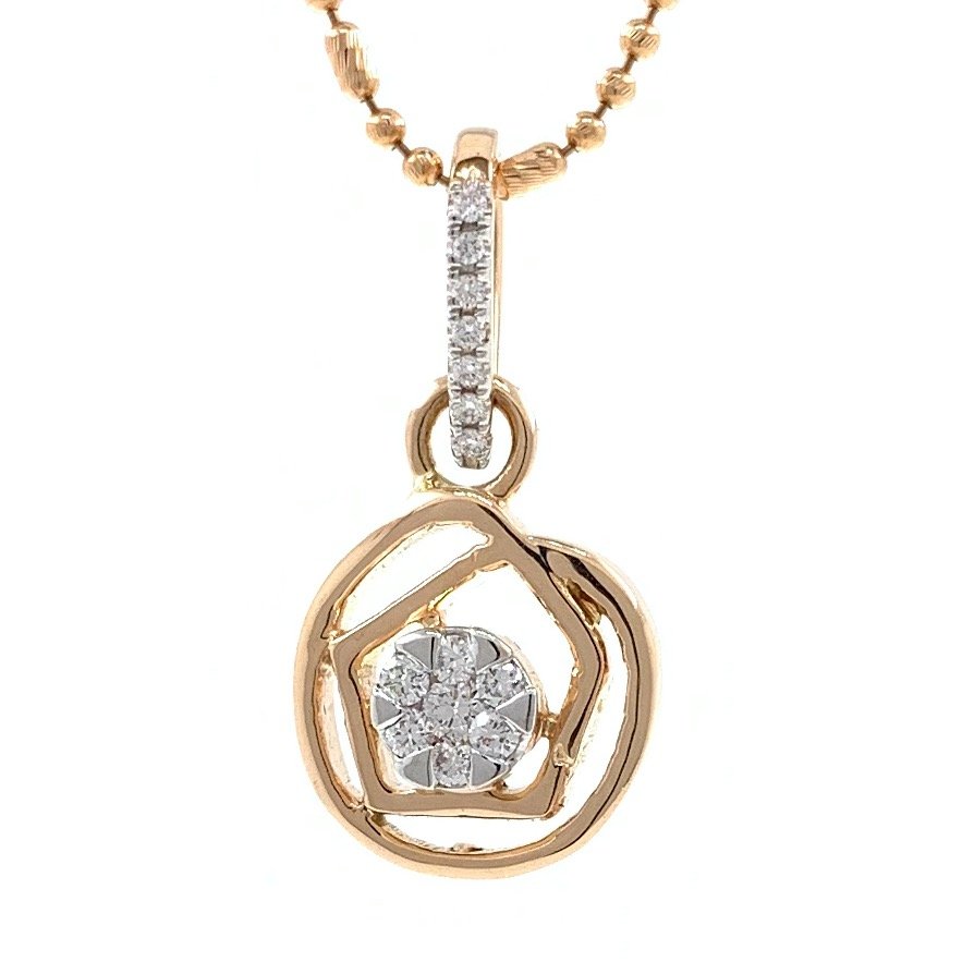 Circle and hexagon design diamond pendant in 18k rose gold 9SHP54