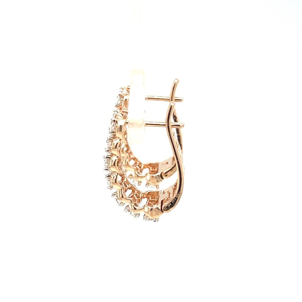 Dual Pear Line Diamond Studded Bali Earring