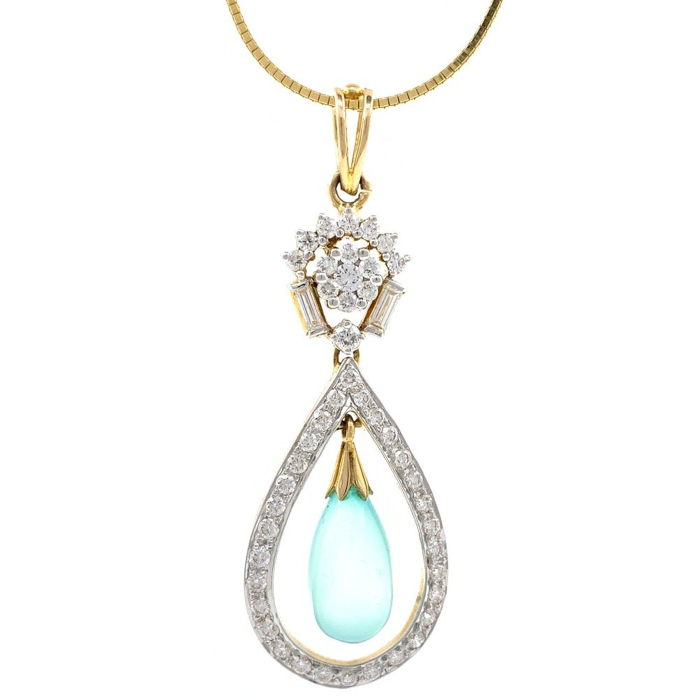 Blue Stone & Diamond Pendant in Yellow Gold 8SHP86