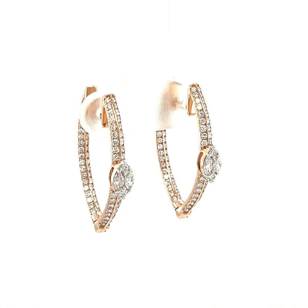 Marquise Shape Diamond Full Hoops Earring for Casual Wear