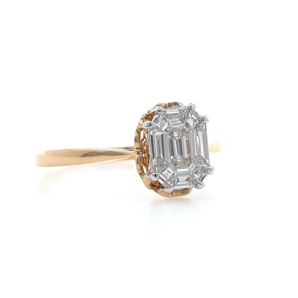 Beautiful engagement ring in modified cut diamonds studded in 18k rose gold - 0.39 carats - 2.440 Grams - 0lr29